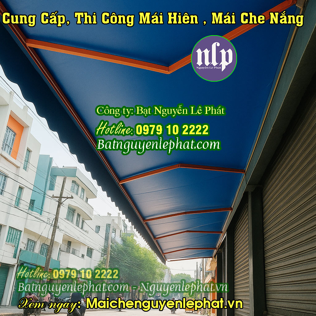 Lắp mái bạt che nắng mưa kéo dây quay tay
