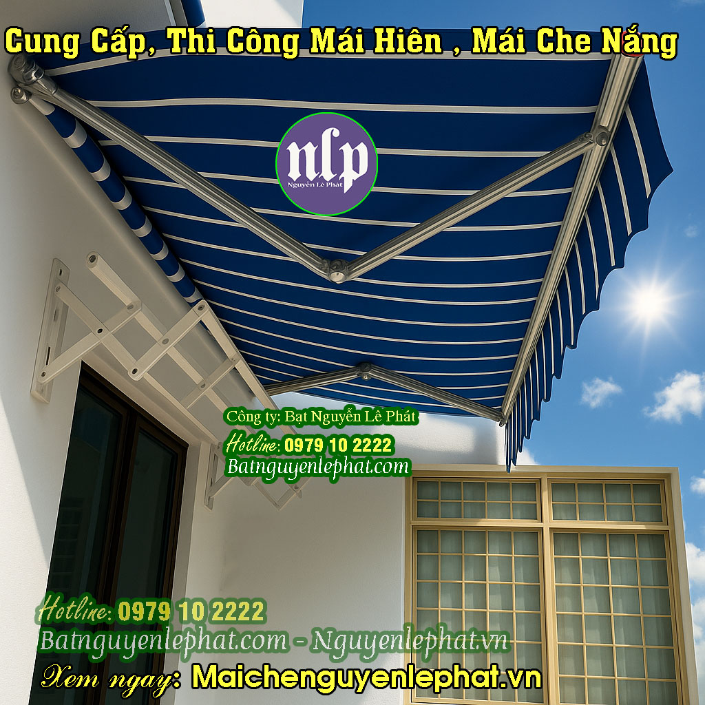 Lắp mái bạt che nắng mưa kéo dây quay tay