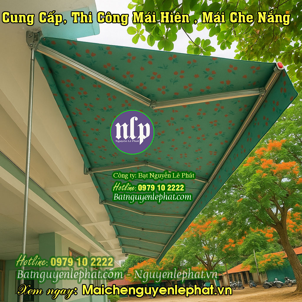 Lắp mái bạt che nắng mưa kéo dây quay tay