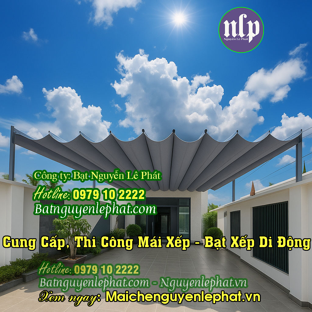 Thi công bạt kéo mái xếp di động Thi công bạt kéo mái xếp di động